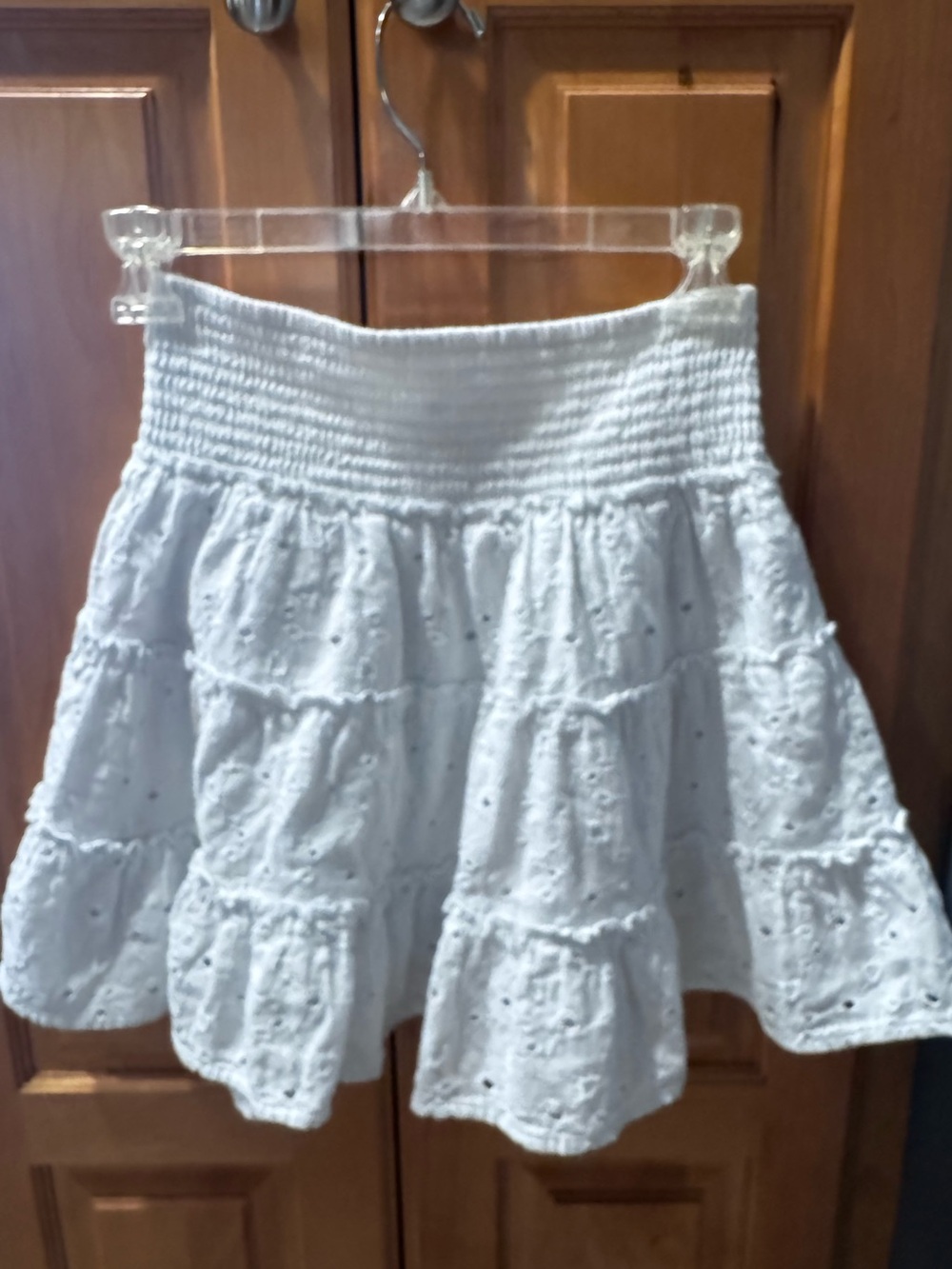 American Eagle Outfitters White Eyelet Tiered Skater Skirt